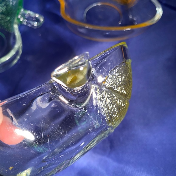 KIG INDONESIA SET OF 3 APPLE SHAPED GLASS BOWLS WITH COLORED LEAF - Picture 6 of 6